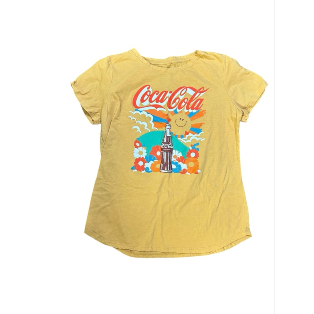 Coca-Cola Yellow Short Sleeve Tee M with Graphic Print - Picture 2 of 5